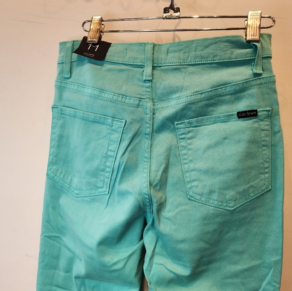 DJG Denim High Waisted Flare Jeans Teal Aqua Stretch Retro Style Jeans Size 11 - Picture 6 of 9
